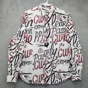 Desigual Button Up Shirt Mens Size XL All Over Print Long Sleeve AOP